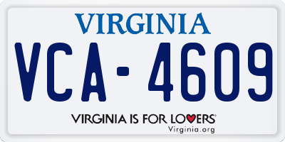VA license plate VCA4609