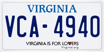 VA license plate VCA4940