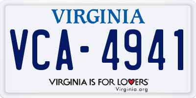 VA license plate VCA4941