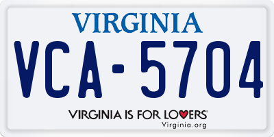 VA license plate VCA5704