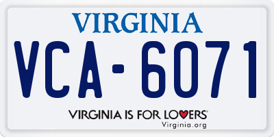 VA license plate VCA6071