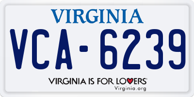 VA license plate VCA6239