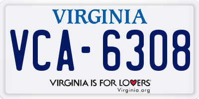 VA license plate VCA6308