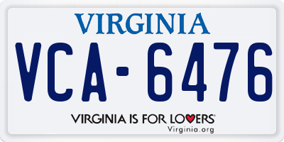 VA license plate VCA6476