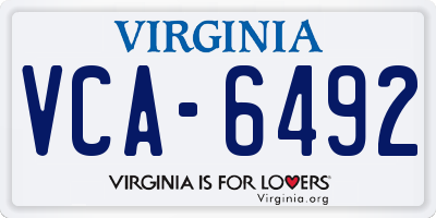 VA license plate VCA6492