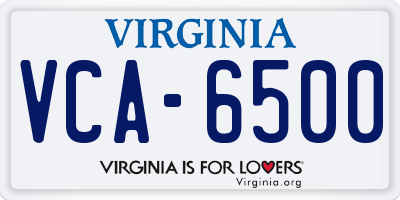VA license plate VCA6500