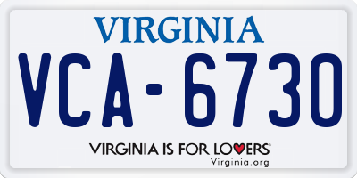 VA license plate VCA6730