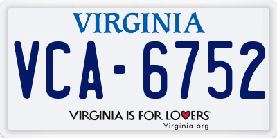 VA license plate VCA6752