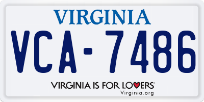 VA license plate VCA7486
