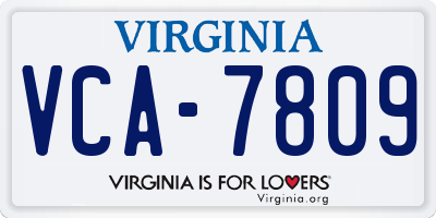 VA license plate VCA7809