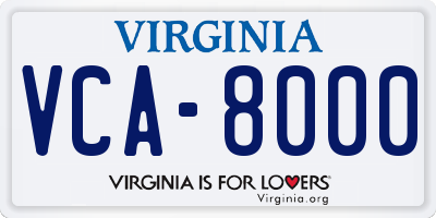 VA license plate VCA8000