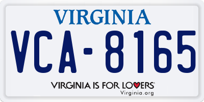 VA license plate VCA8165