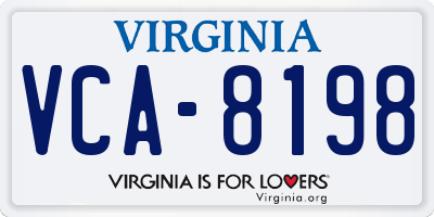 VA license plate VCA8198