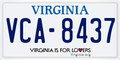 VA license plate VCA8437