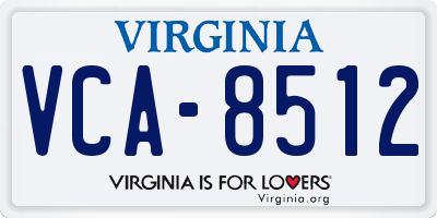 VA license plate VCA8512