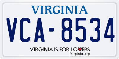 VA license plate VCA8534