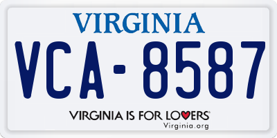 VA license plate VCA8587
