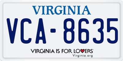 VA license plate VCA8635