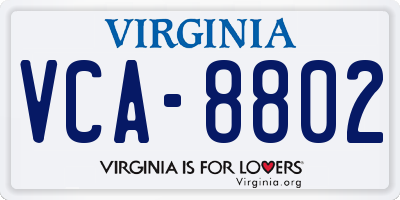 VA license plate VCA8802