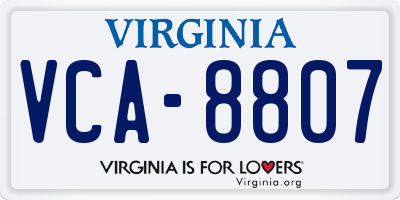 VA license plate VCA8807