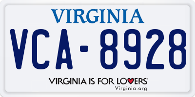 VA license plate VCA8928