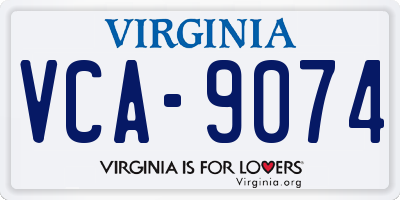 VA license plate VCA9074