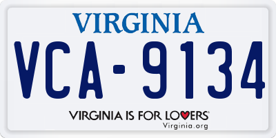 VA license plate VCA9134