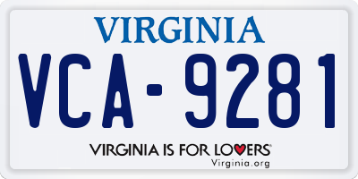 VA license plate VCA9281