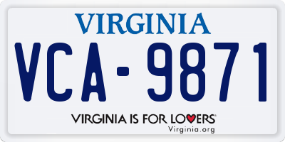 VA license plate VCA9871