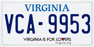 VA license plate VCA9953