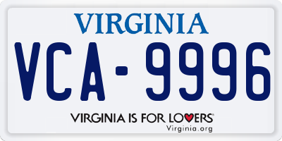 VA license plate VCA9996