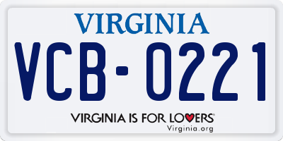 VA license plate VCB0221