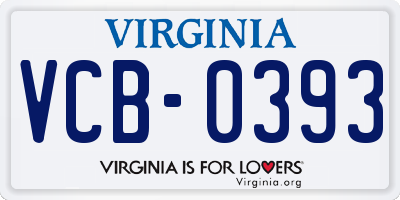 VA license plate VCB0393