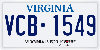 VA license plate VCB1549