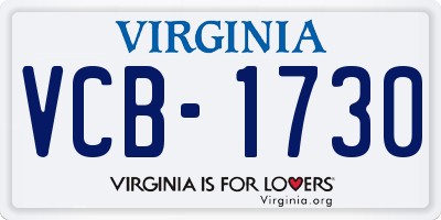 VA license plate VCB1730