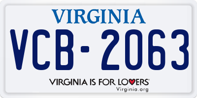 VA license plate VCB2063