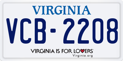 VA license plate VCB2208