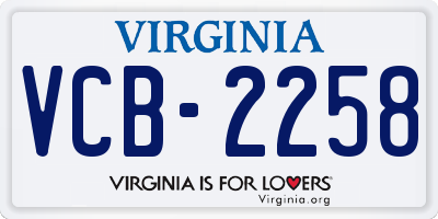 VA license plate VCB2258
