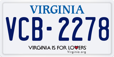 VA license plate VCB2278
