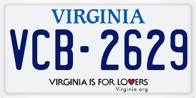 VA license plate VCB2629