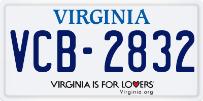 VA license plate VCB2832