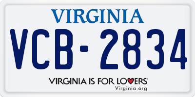 VA license plate VCB2834
