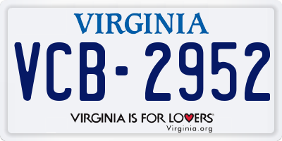 VA license plate VCB2952