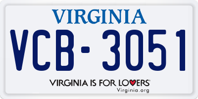 VA license plate VCB3051