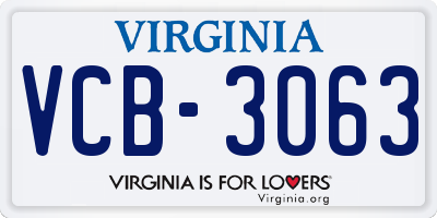 VA license plate VCB3063