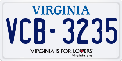 VA license plate VCB3235
