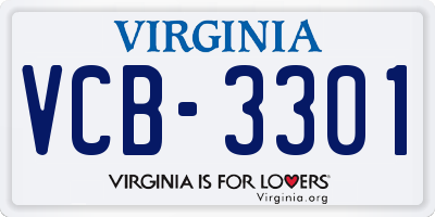 VA license plate VCB3301