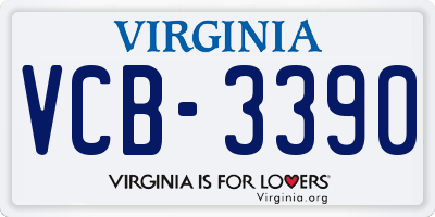 VA license plate VCB3390