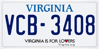 VA license plate VCB3408