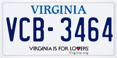 VA license plate VCB3464